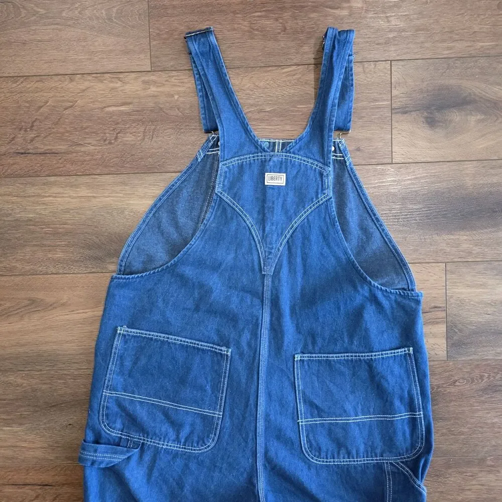 Liberty Denim Bib Overalls Mens 42x32 Blue Carpenter Farmcore Workwear Cotton - Picture 8 of 10